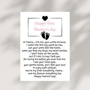 Erste Muttertagskarte vom Baby druckbare neue Mom Karte Digital Download Baby to Mom Karte Lustige Muttertagskarte Sofort Download