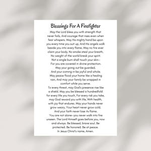 Feuerwehrmann Segen Karte Druckbare christliche Gebetskarte digitaler Download spirituelle Karte Geschenk Ermutigung für Feuerwehrmann Instant Card