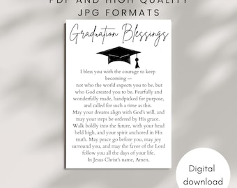 Afstuderen zegen kaart AFDRUKBAAR christelijk gebed religieus op geloof gebaseerd Grad Gift inspirerende afgestudeerde 2026 aandenken digitale DOWNLOAD