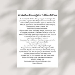 Tarjeta de bendición de graduación de policía, imprimible, descarga digital, regalo de graduación de las fuerzas del orden, tarjeta de graduación de la academia de policía, descarga instantánea