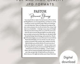 Pastor Retirement Blessing Card PRINTABLE Christian Prayer Religious Thank You Gift for Pastor Retiring Instant DIGITAL DOWNLOAD Keepsake