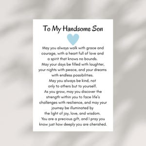Tarjeta de bendición imprimible para hijo, regalo cristiano digital, palabras de aliento para hijo, tarjeta inspiradora para hijo de mamá o papá