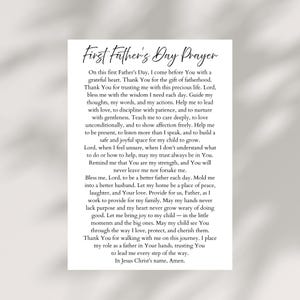 Erste Vatertagsgebetskarte druckbarer Segen für Papa Sofortiger Download Neue Papa Geschenk Christliche Papakarte Digitaler Vatertagssegen