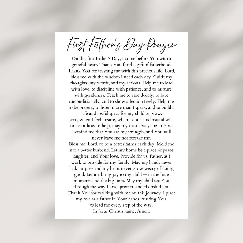 First Father's Day Prayer Card Printable Blessing for Dad Instant ...
