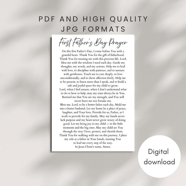 First Father's Day Prayer Card Printable Blessing for Dad Instant ...