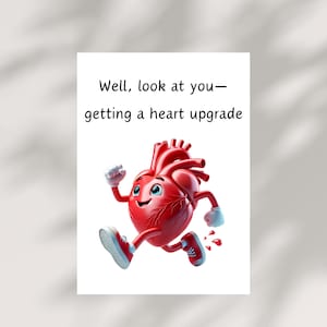 Grappig en schattig beterschapskaart voor openhartoperatie, herstel, operatie en bypass, digitale download, thuis afdrukken