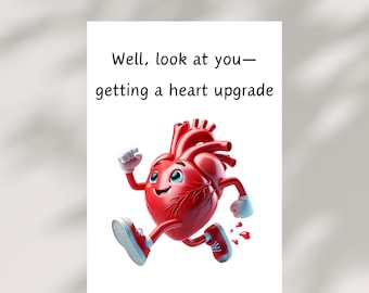 Funny & Cute Get Well Soon Greeting Card For Open Heart Surgery, Recovery, Operation And Bypass, Digital Download, Print At Home