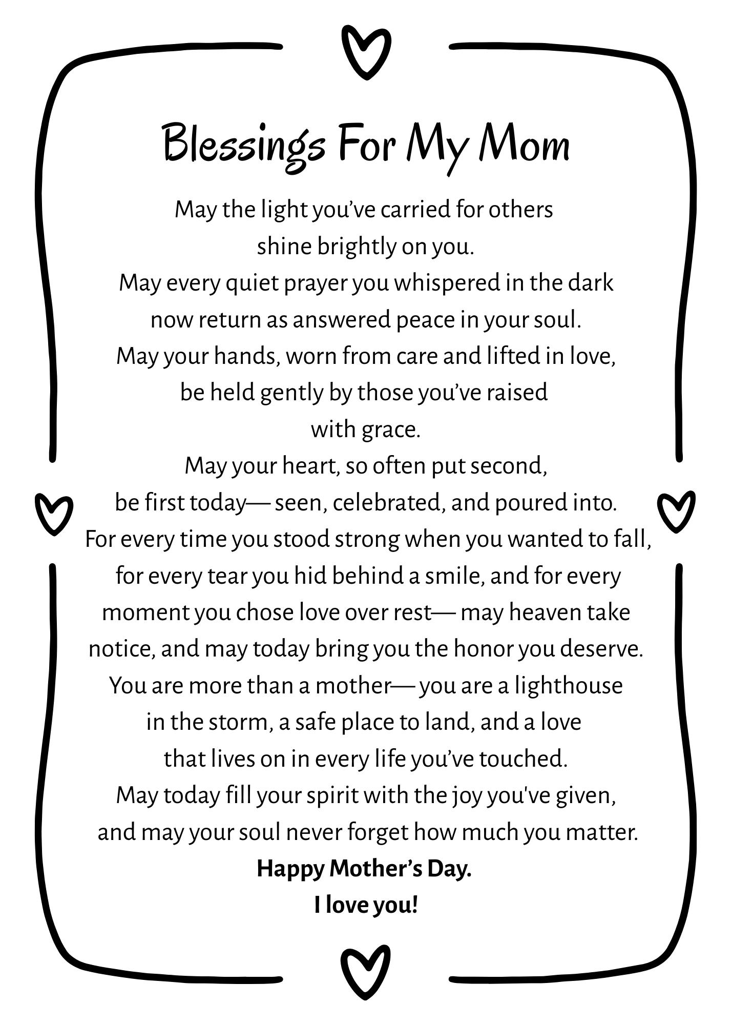 Mother’s Day Blessing Card Printable Christian Mom Card Digital ...