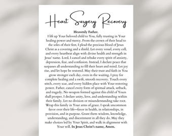 Heart surgery recovery prayer card printable digital download blessing for patient post operation get well bypass open heart surgery gift