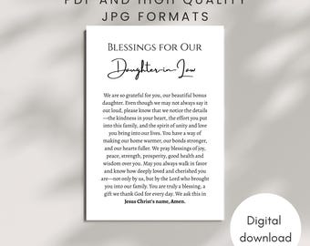 Tarjeta de bendición para nuera IMPRIMIBLE Oración cristiana Boda Cumpleaños Navidad Agradecimiento Regalo inspirador DESCARGA DIGITAL Recuerdo