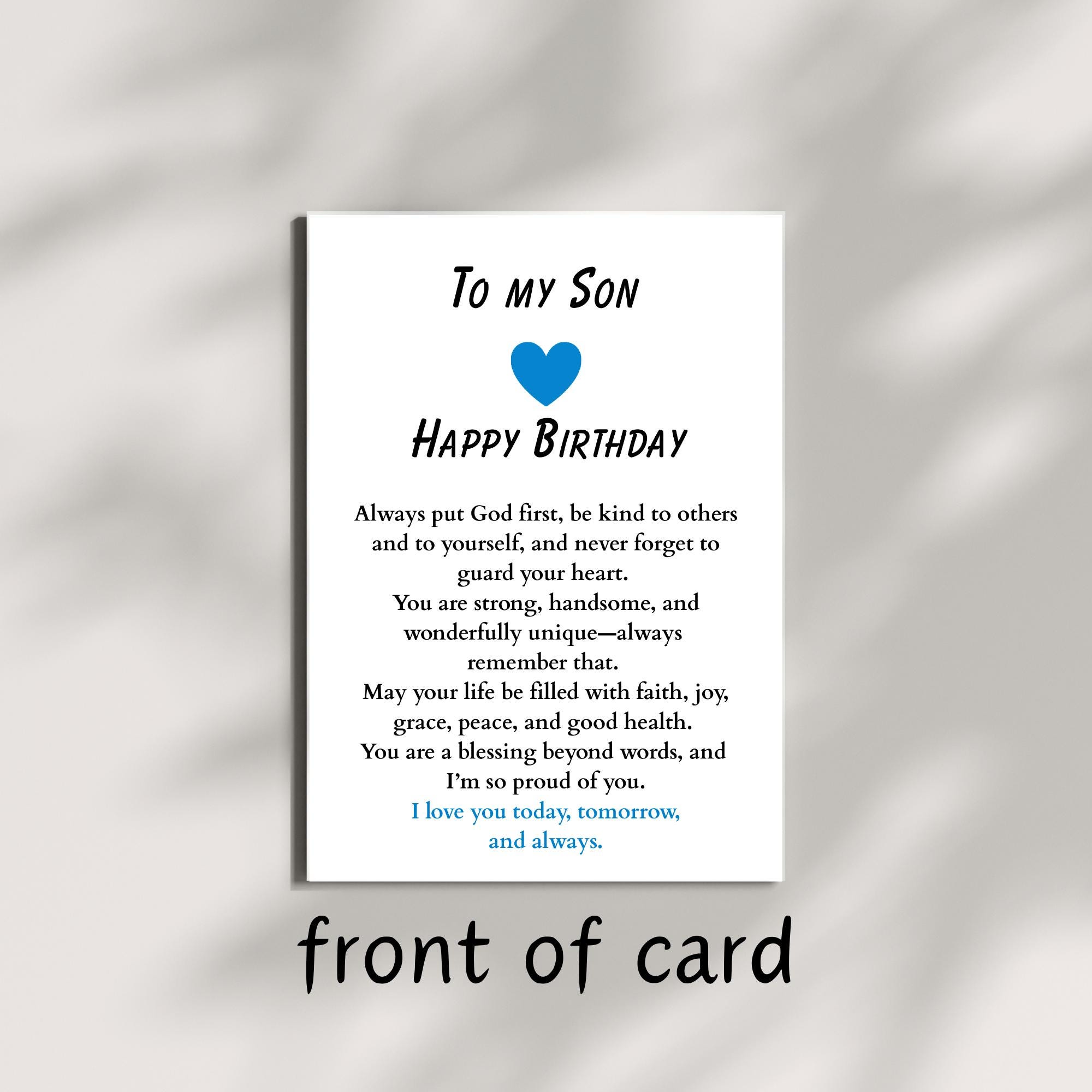 PRINTABLE Son Birthday Blessing Card Christian Prayer Note Birthday ...