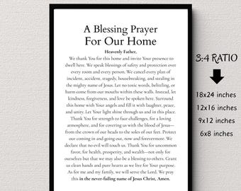 Oración de bendición para el hogar IMPRIMIBLE, regalo cristiano de inauguración de la casa, oración para el nuevo hogar, arte de pared, descarga digital instantánea, recuerdo de oración cristiana