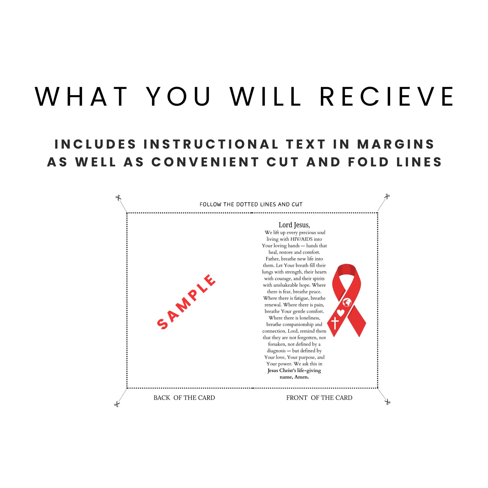 HIV AIDS Prayer Card Printable Christian Blessing Digital Download