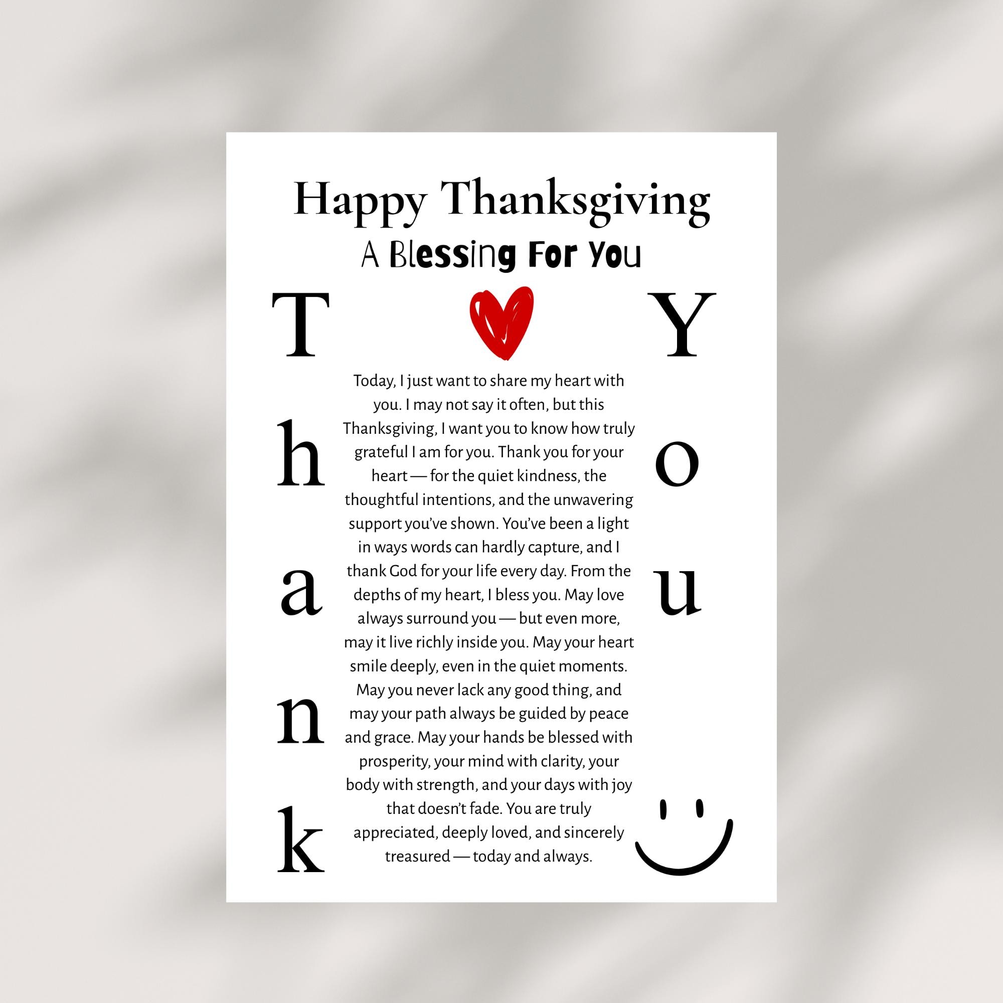 happy thanksgiving card blessing printable prayer christian