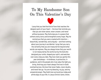 Son Valentine's blessing card PRINTABLE prayer from mom dad Christian religious faith-based gift instant DIGITAL DOWNLOAD keepsake letter
