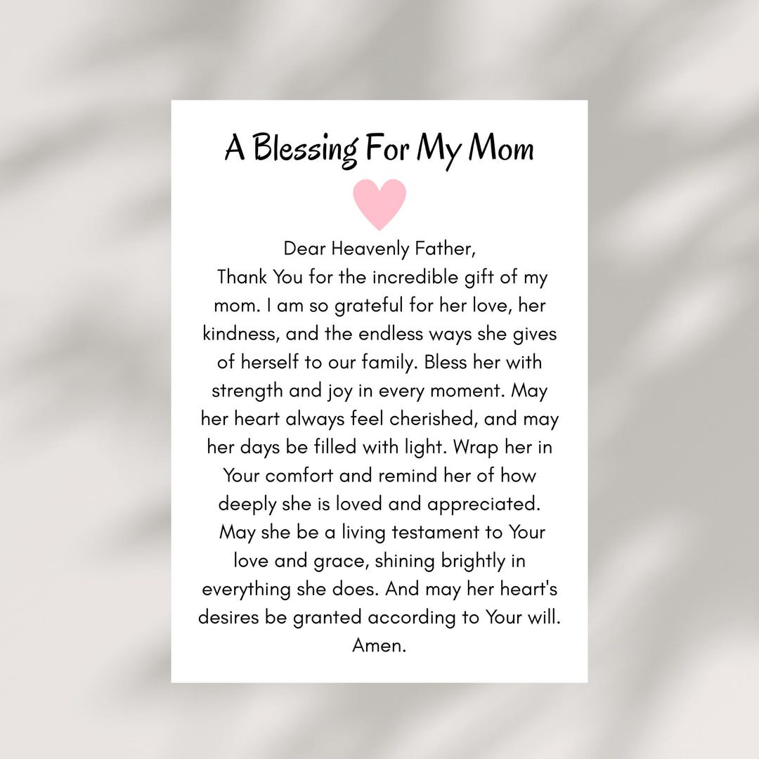Blessing for Mom Card Printable Instant Download Digital Gift for ...