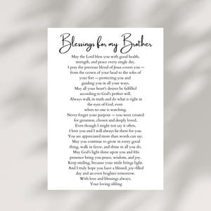 Biglietto di benedizione per il fratello, stampabile, preghiera cristiana per lui, download digitale, regalo religioso per compleanno e laurea, per fratello, occasione speciale