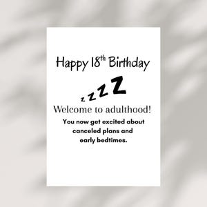 Funny 18th Birthday Card Digital Birthday Card Printable 18th Card for Him or Her Adult Humor Birthday Card Instant Download