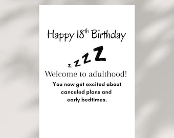 Funny 18th Birthday Card Digital Birthday Card Printable 18th Card for Him or Her Adult Humor Birthday Card Instant Download