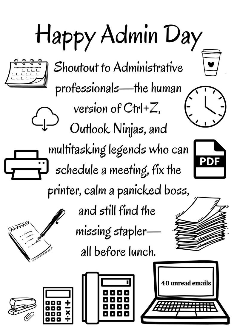 Funny Admin Professionals Day Card PRINTABLE Thank You Appreciation ...
