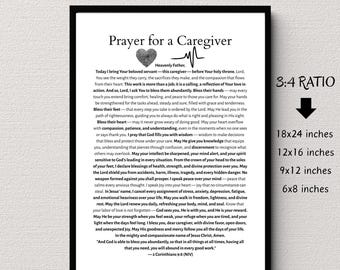 Caregiver Prayer Wall Art Printable Christian Blessing Gift Instant Digital Download Encouragement for Caregivers Christian Home Decor