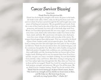 Tarjeta de bendición para sobrevivientes de cáncer, imprimible, regalo inspirador de recuperación, pronta recuperación, oración cristiana, descarga digital, recuerdo para sanación.