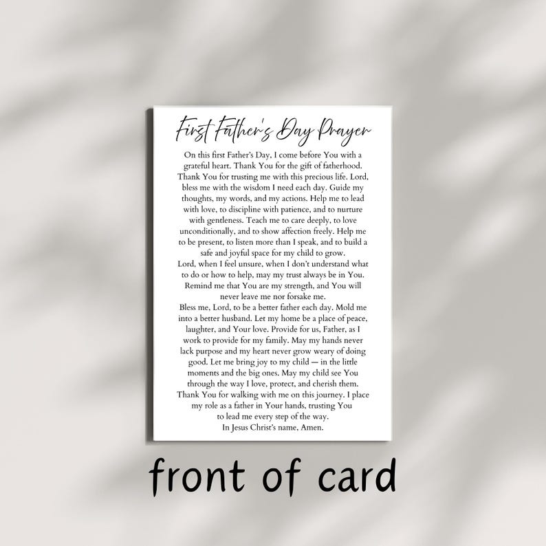 First Father's Day Prayer Card Printable Blessing for Dad Instant ...
