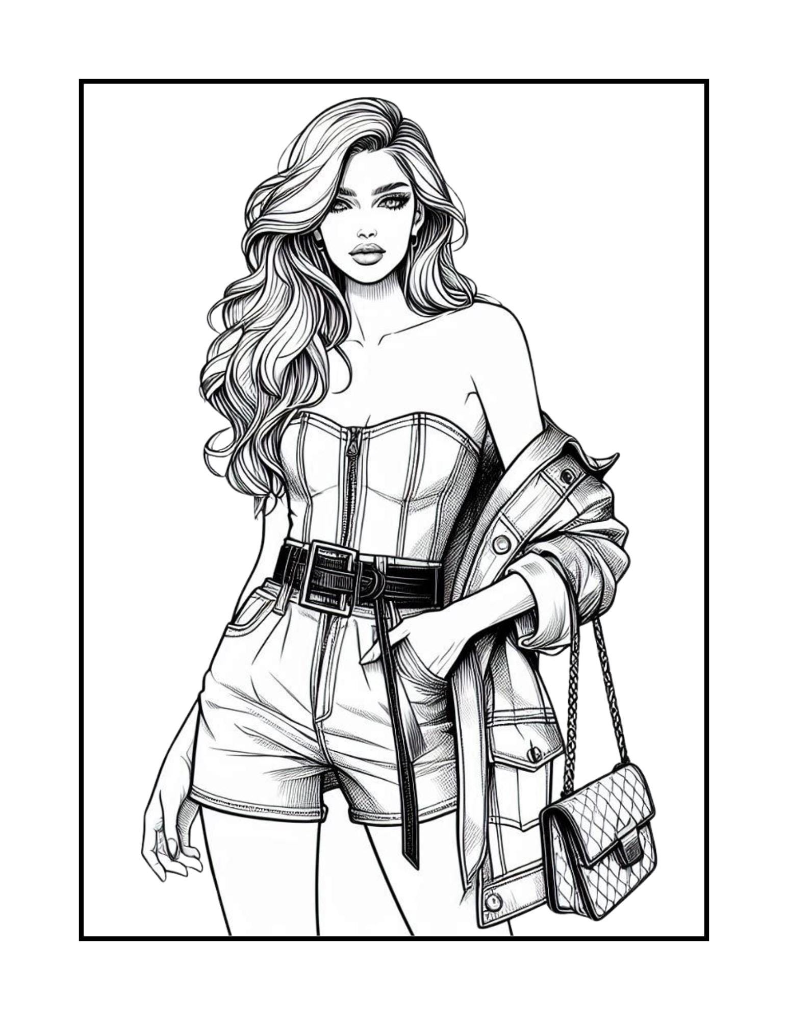 28 Unique Fashion Models Coloring - Il Fullxfull.6196144882 P02j