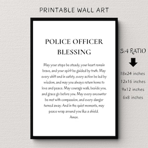 Arte mural con bendición policial, oración policial imprimible, arte mural digital cristiano basado en la fe, regalo de agradecimiento policial, arte de agradecimiento de la Semana de la Policía