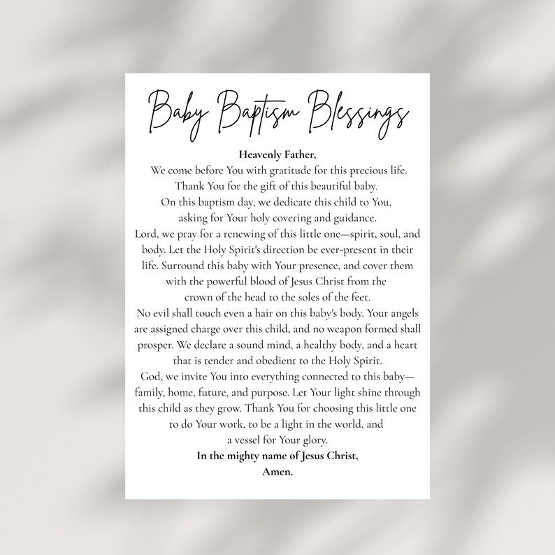 PRINTABLE Baby Baptism Blessing Card Christian Prayer From Mom Dad ...