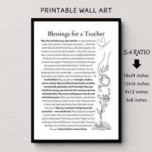 Christian teacher blessing wall art printable prayer gift for teacher appreciation birthday graduation thank you instant digital download