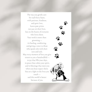 Blessing for Dog Groomer Card Christian Prayer Pet Groomer Appreciation Card Pet Week Digital Download Printable Thank You Gift