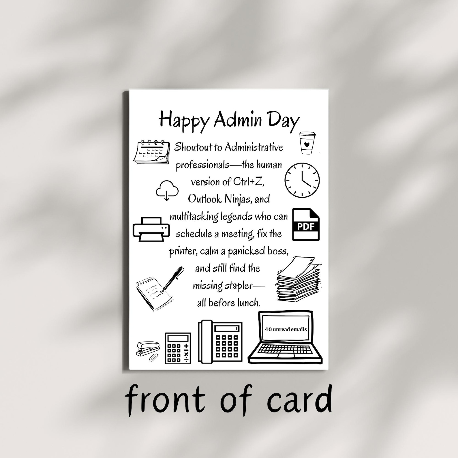 Funny Admin Professionals Day Card Printable Appreciation Card for ...