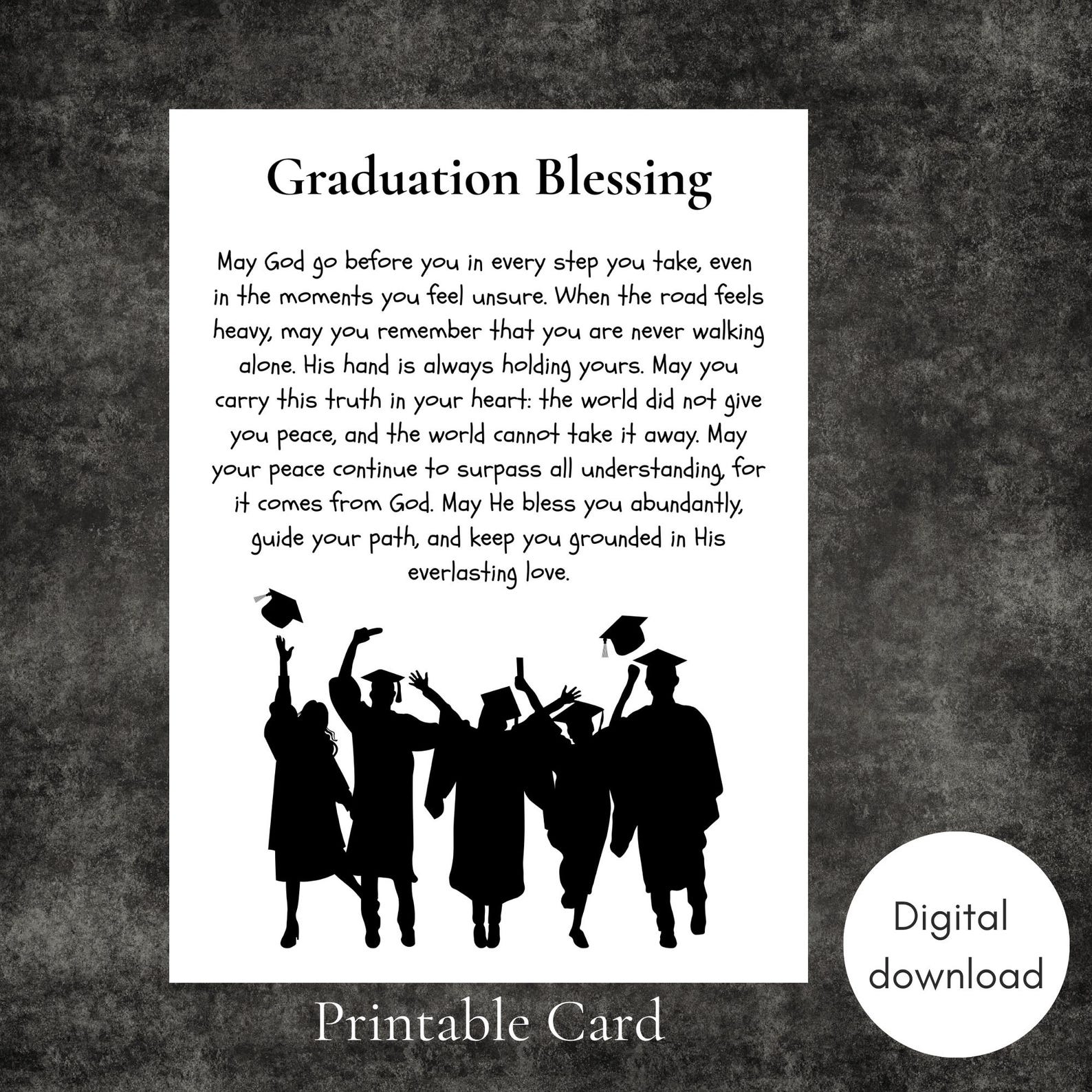 Graduation Blessing Card PRINTABLE Christian Prayer Religious Gift Grad ...