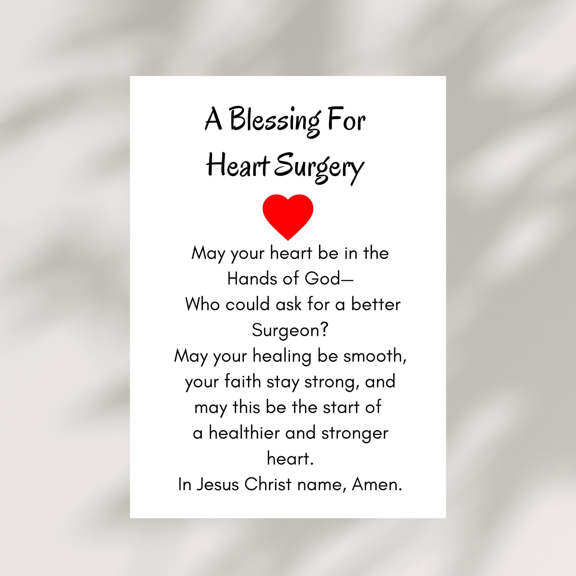 Post Heart Surgery Blessing Card Printable Digital Recovery Card for Heart Surgery Get Well Soon Encouragement Christian Card PDF And JPG