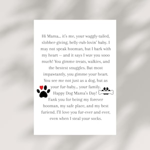Tarjeta divertida del Día de la Madre para una Mamá Perruna, imprimible, regalo para una Mamá Perruna de una Mascota, descarga instantánea, tarjeta para una Mamá Perruna, lindo regalo para una Mamá Perruna digital.