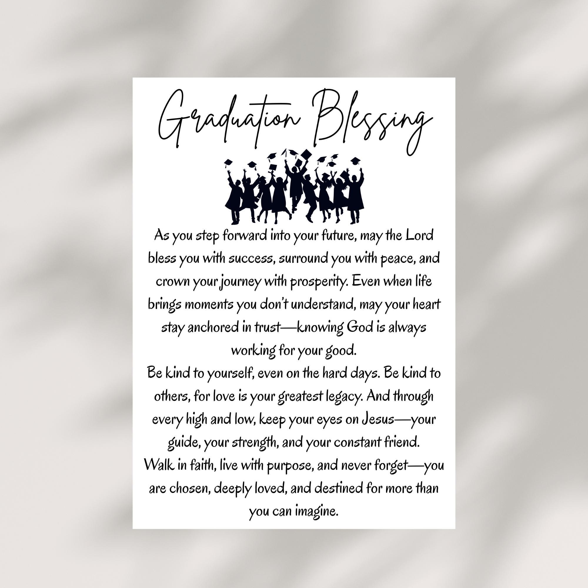Christian Graduation Blessing Card Printable Faith Based Religious Graduation Gift Digital Prayer Card for Class of 2025 Instant Download