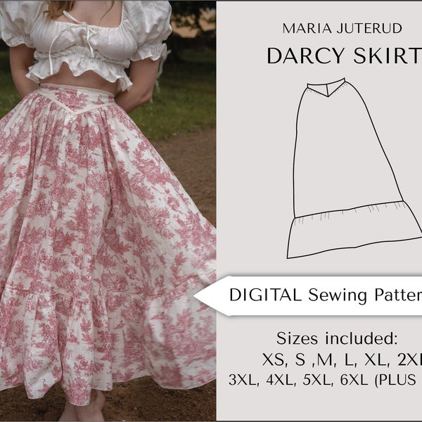 Patron de couture PDF jupe Darcy : jupe portefeuille d'inspiration vintage (XS-6XL)