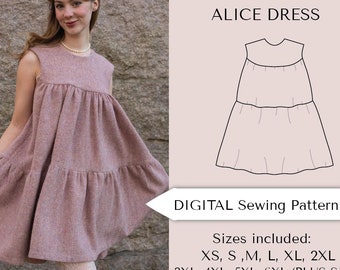 Alice Dress PDF Sewing Pattern: Victorian Babydoll Style (XS-6XL)