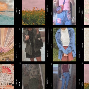 May include: A collage of nine images featuring different people wearing various clothing styles. The images are arranged in a 3x3 grid, with each image having a white border and a black background. The images are all taken from a slightly elevated angle, giving the viewer a slightly distorted perspective. The images are all in focus, and the colours are vibrant and saturated.
