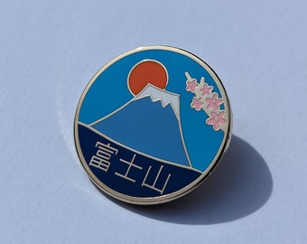 Goldener Japan Pin Hard Enamel: Berg Fuji Sakura Kirschblüte