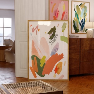 Colourful Abstract Spring Painting | Modern Art Print for Home Decor | Large Wall Art