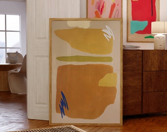 Mustard Yellow Modern Wall Decor Yellow Minimalist Abstract Painting