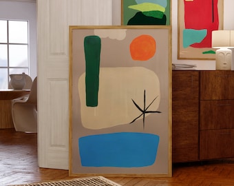 Sea and Sun Abstract Art Print Joan Miro Inspired Abstract Art Midcentury Modern Abstract Painting