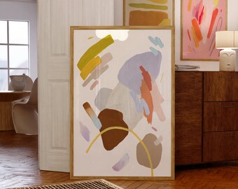 Contemporary Abstract Painting Pastel Colours Abstract Colourful Wall Art