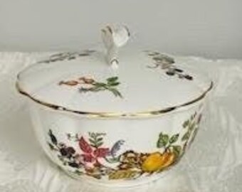 Vintage Aynsley Trinket Dish/ Lid Cottage Garden  Bone China Floral Butterfly