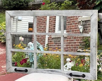 Vintage Field House Mirror: Rustic 9 Window Pane Mirror