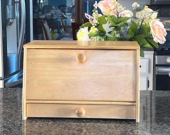 Vintage Bread Box, Solid Wood with Drawer compartment: Kitchen Storage