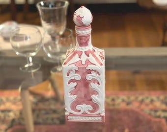 Vintage Ceramic Italian Wine Decanter with Cork Stopper: Barware