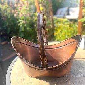 Vintage Metal Gondola Planter: Copper Finish Coal Scuttle, Turkish Garden Decor